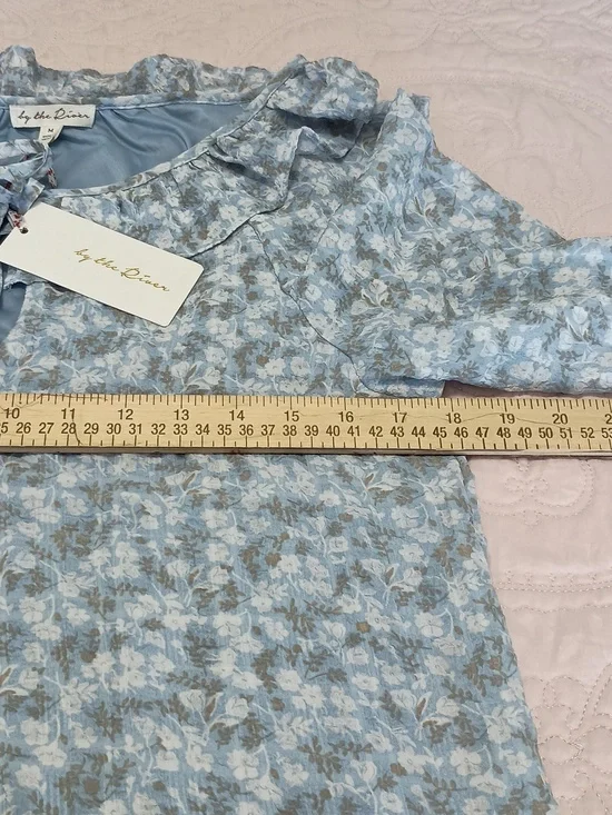 By The River Light Blue Floral Ruffle Tiered Dress - Picture 5 of 7